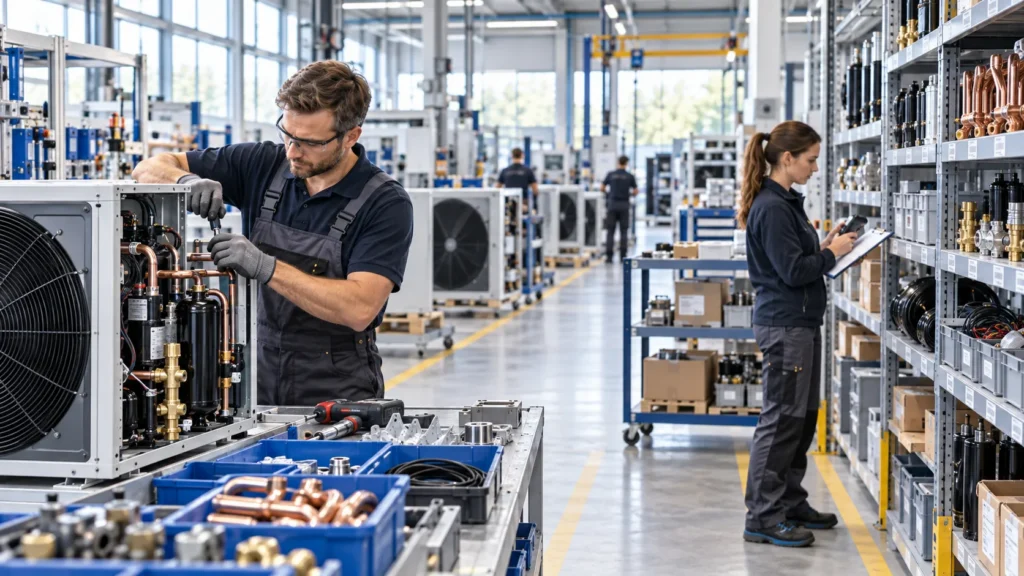 Zwei Ingenieure arbeiten in einer Halle